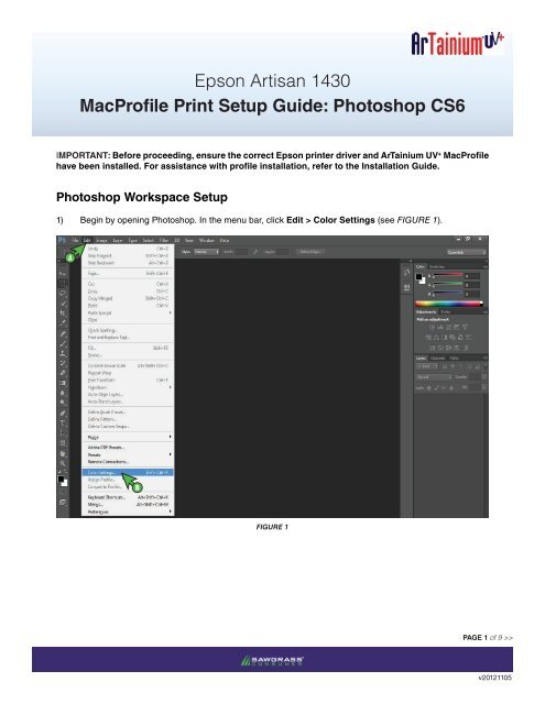 Epson Artisan 1430 MacProfile Print Setup Guide: Photoshop CS6