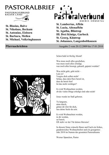 Ausgabe 2 vom 20.12.2009 bis 17.01. - Kath. Pfarrei St. Blasius zu ...
