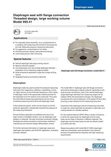 Diaphragm seal with flange connection Threaded ... - WIKA Polska