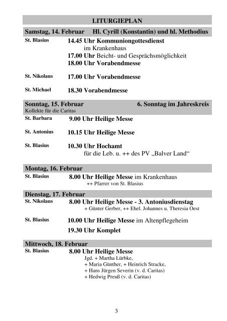 Pastoralbrief 15.02. -22.02.09 8 Seiten - Kath. Pfarrei St. Blasius zu ...