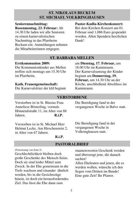 Pastoralbrief 15.02. -22.02.09 8 Seiten - Kath. Pfarrei St. Blasius zu ...