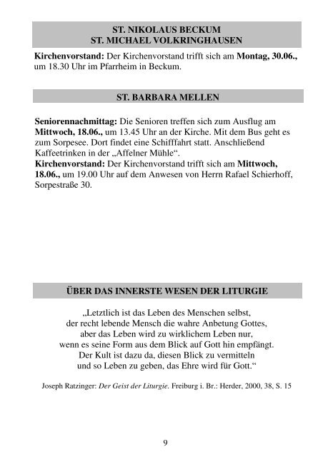 Pastoralbrief 15.06. - 22.06.08 - Kath. Pfarrei St. Blasius zu Balve