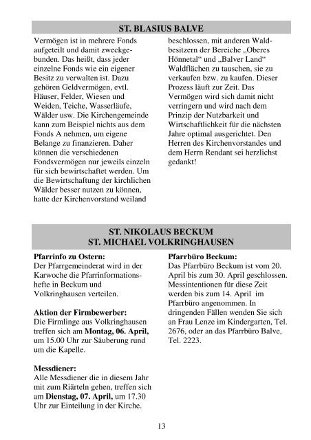 Pastoralbrief 05.04. - 19.04.09 - Kath. Pfarrei St. Blasius zu Balve