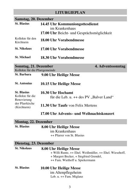 Pastoralbrief 21.12.08 - 11.01.09 - Kath. Pfarrei St. Blasius zu Balve