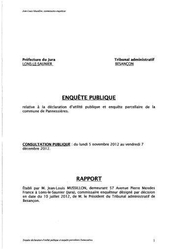 ENQUÊTE PUBLIQUE RAPPORT - Préfecture