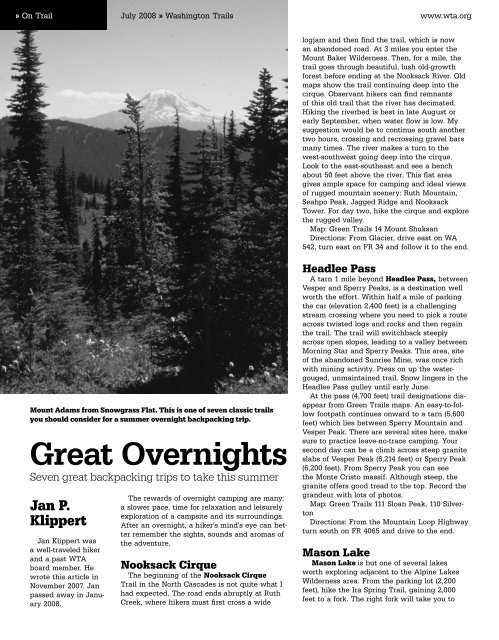 Great Overnights - Washington Trails Association