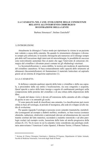 LA CATARATTA NEL CANE - UniversitÃ  degli Studi di Parma
