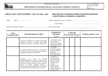 CHECK LIST AUDIT INTERNO ASL CN2 Alba â Bra PROCEDURA ...