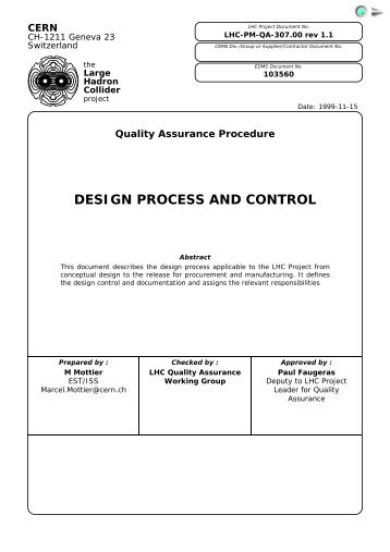 DESIGN PROCESS AND CONTROL - CERN