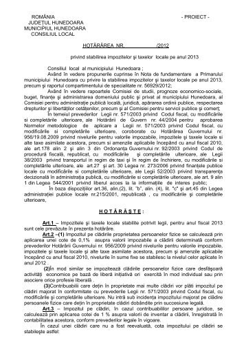 HCL IMPOZITE SI TAXE 2013.pdf - Primaria Municipiului Hunedoara