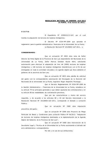 Licitacion Publica NÂº 4-ULP-2013 Pliego de Bases y Condiciones