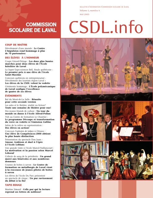 Volume 5, numÃ©ro 9, mai 2005 - Commission scolaire de Laval