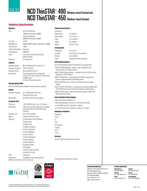 ThinSTAR 400 datasheet - ICON group