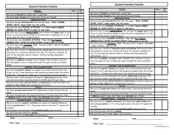 Writing Student Narrative Checklist Mini - Kbumreading.com