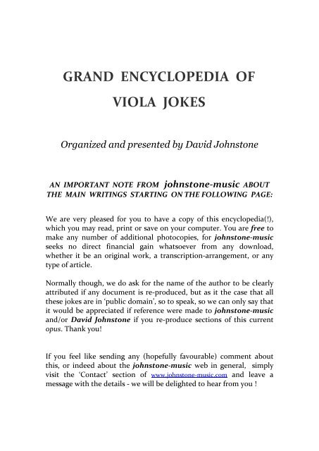 Grand Encyclopedia Of Viola Jokes Johnstone Music Com