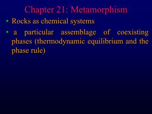 Chapter 21: Metamorphism - Faculty web pages