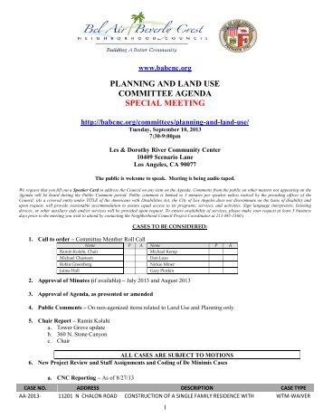 planning and land use committee agenda special meeting