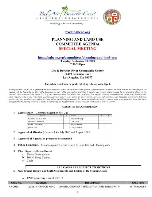 planning and land use committee agenda special meeting