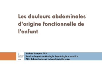 Douleur abdominale fonctionnelle - CHU Sainte-Justine - SAAC