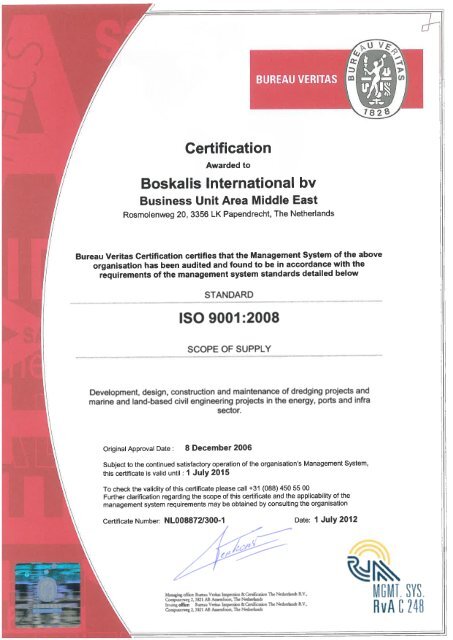 BKI ISO 9001:2008, ISO 14001:2004 and OHSAS 18001:2007