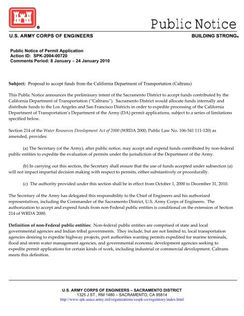 Public Notice - Sacramento District - U.S. Army