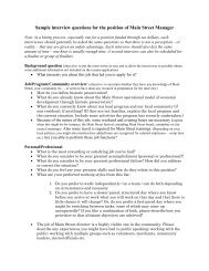 Sample interview questions for the position of Main ... - Heritage Ohio