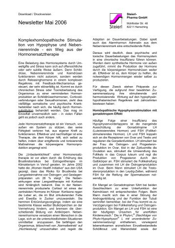 Newsletter Mai 2006 - Steierl-Pharma GmbH