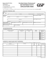 gsp retroactivity application form - Board of Certified Safety ...