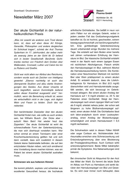 Newsletter März 2007 - Steierl-Pharma GmbH