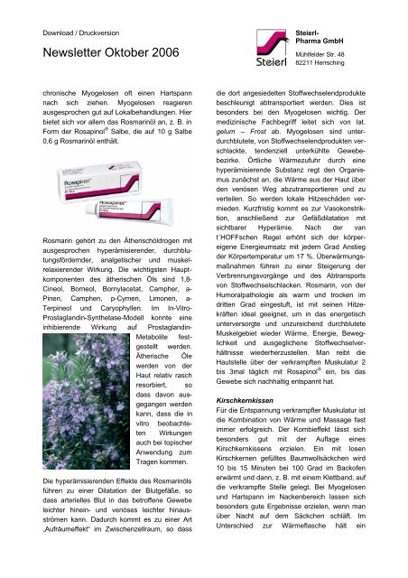 Newsletter Oktober 2006 - Steierl-Pharma GmbH