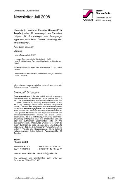 Ledum palustre - Steierl-Pharma GmbH