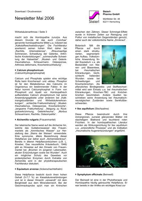 Newsletter Mai 2006 - Steierl-Pharma GmbH