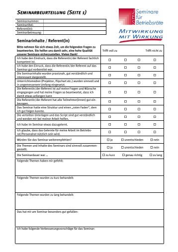 Seminarbeurteilung (Seite 1)