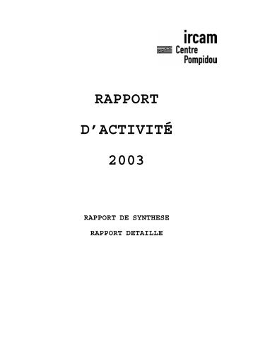 RAPPORT D'ACTIVITÃ 2003 - WWW Ircam