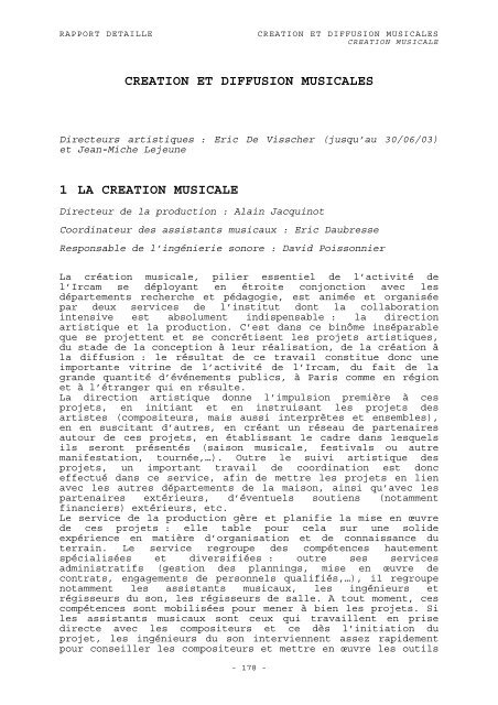 RAPPORT D'ACTIVITÃ 2003 - WWW Ircam