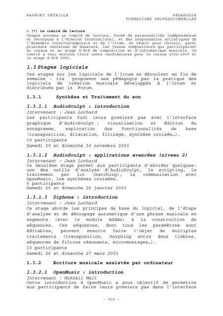 RAPPORT D'ACTIVITÃ 2003 - WWW Ircam