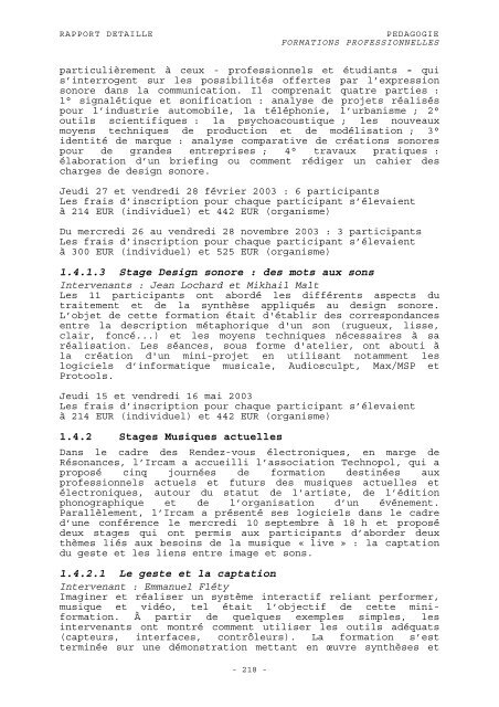 RAPPORT D'ACTIVITÃ 2003 - WWW Ircam