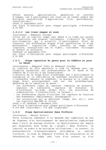 RAPPORT D'ACTIVITÃ 2003 - WWW Ircam