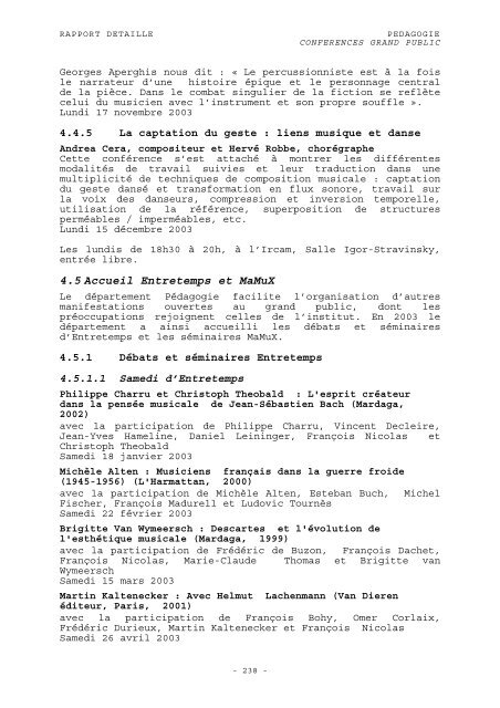 RAPPORT D'ACTIVITÃ 2003 - WWW Ircam