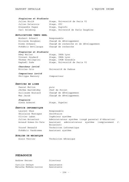 RAPPORT D'ACTIVITÃ 2003 - WWW Ircam