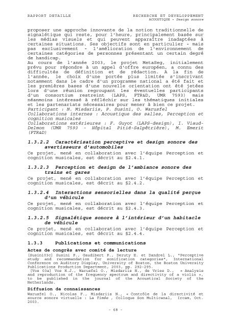 RAPPORT D'ACTIVITÃ 2003 - WWW Ircam