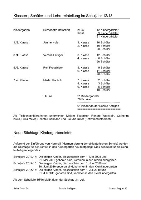 Infoheft 2012/2013 - Aefligen