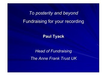 To posterity and beyond Fundraising for your recording - cchcdn.net