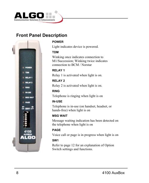 4100 AuxBox - Algo Communication Products