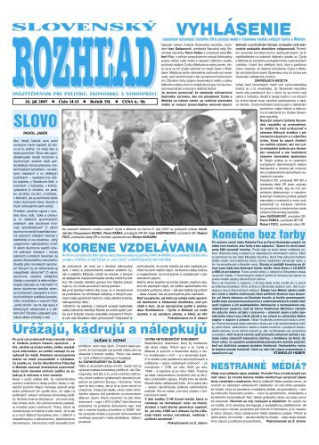 VyhlÃ¡senie - SlovenskÃ½ rozhÄ¾ad