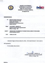 MEMORANDUM: - DepEd NegOr Memo