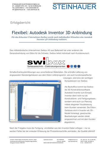 Flexibel: Autodesk Inventor 3D-Anbindung - Steinhauer ...
