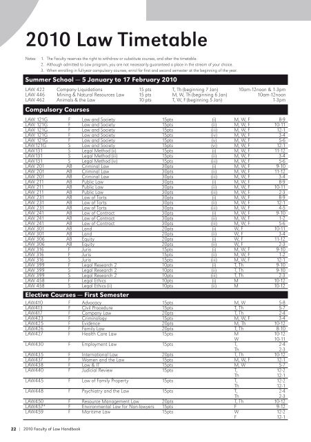 Faculty of Law Undergraduate Handbook - Faculty of Law - The ...