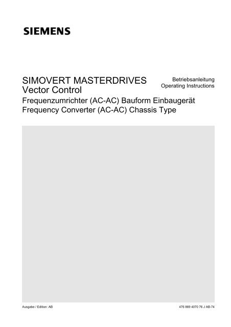 SIMOVERT MASTERDRIVES Vector Control - Siemens