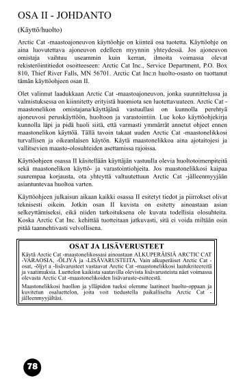 Lataa pdf-tiedosto - Arctic Cat